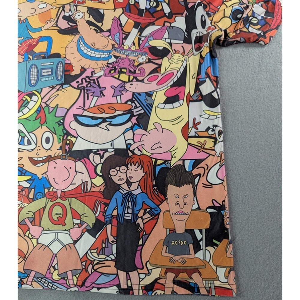 90s Nickelodeon Cartoon All Over Print Shirt Mens Medium Hey Arnold Rugrats - Picture 4 of 10